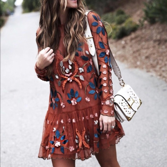 Free People Hearts Are Wild Mini Dress 